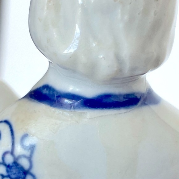 Porcelain Figures Colonial Victorian Men Blue White Gold Hand Painted Vintage - Picture 14 of 15